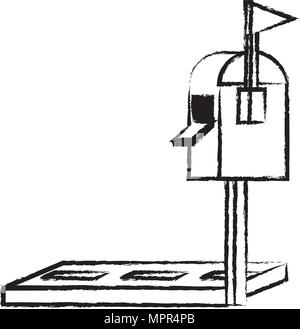 Croquis de l'icône de boîte aux lettres sur fond blanc, vector illustration Illustration de Vecteur