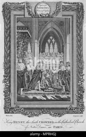 'King Henry la sixième couronné dans l'église cathédrale de Notre-Dame, à Paris', c1787. Artiste : Inconnu. Banque D'Images