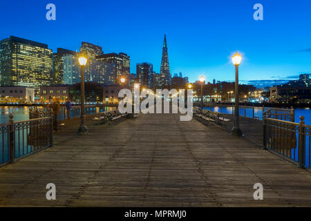 États-unis, Californie, San Francisco, quai 7, à l'heure bleue Banque D'Images