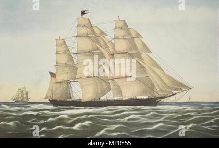 Clipper Ship ,'Flying Cloud' , pub. 1852, Currier & Ives (Couleur) Banque D'Images