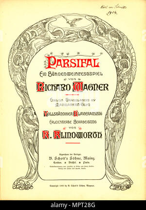 Couverture de la partition vocale de l'opéra Parsifal de Richard Wagner, 1902. Banque D'Images