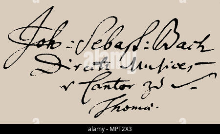 Signature de Johann Sebastian Bach. Banque D'Images