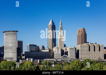 City skyline, Cleveland, Ohio, USA. Banque D'Images