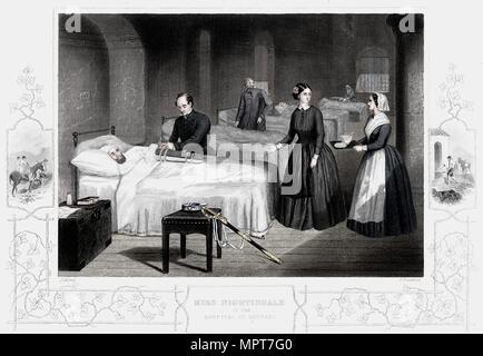Florence Nightingale à l'hôpital de Scutari, c1860. Artiste : Anon. Banque D'Images