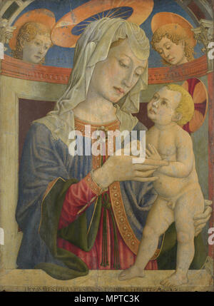 La Vierge et l'enfant avec deux anges. Banque D'Images