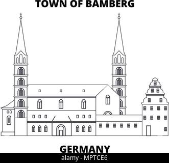 Allemagne, Ville de Bamberg icône ligne concept. Allemagne, Ville de Bamberg vecteur linéaire signe, symbole, l'illustration. Illustration de Vecteur