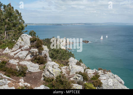 Plage de l'Ile Vierge, Pointe de Saint-Hernot, presqu'île de Crozon, Finistère, Bretagne, France. Banque D'Images