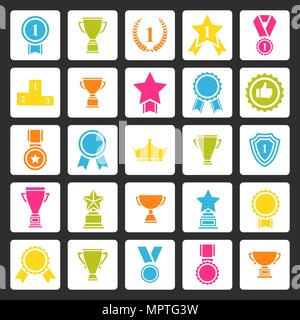 Award icons set.Vector collection prix.Trophy signe.couronne de laurier.Winner cup.Meilleur prix.symbole de qualité.dessins pour les étiquettes, écussons et Logos. Illustration de Vecteur