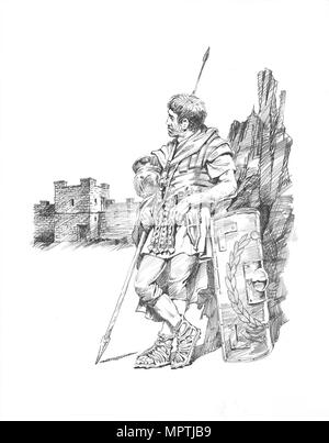 Soldat romain au mur d'Hadrien, c1985-c2000. Artiste : Philip Corke. Banque D'Images