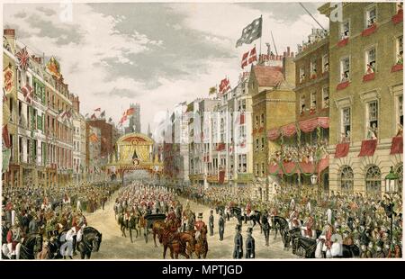 Procession sur le Strand, Westminster, Londres, 1863. Artiste : Inconnu. Banque D'Images