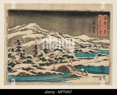 - Estampe petite neige scène. Dans la neige (Mikasayama Mikasayama no yuki ?), 1797-1858. Artiste : Ando Hiroshige. Banque D'Images