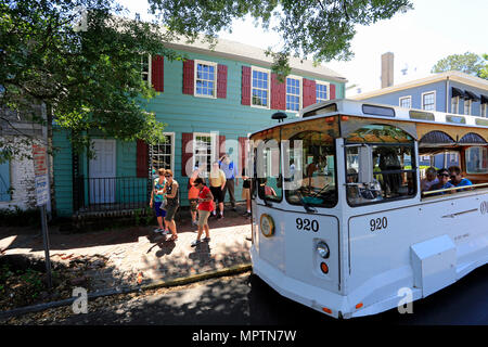 Old Savannah Trolley Tour dans la ville de Savannah, Georgia, USA Banque D'Images