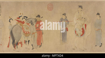Yang Guifei un cheval de montage, l'Empereur Xuanzong à cheval. Banque D'Images