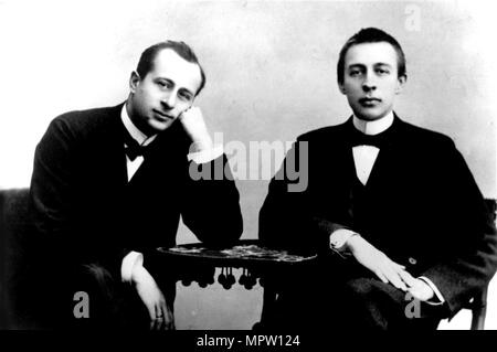 Sergei Rachmaninov (1873-1943) et le pianiste et chef d'orchestre Alexander Siloti (1863-1945), 1902. Banque D'Images