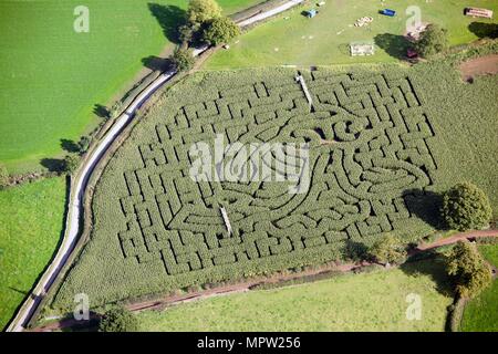 Labyrinthe de maïs, Jowett House Farm, Cawthorne, Barnsley, dans le Yorkshire du Sud, c2015. Artiste : Dave MacLeod. Banque D'Images