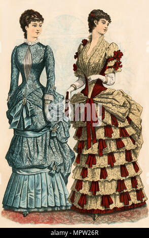 Godey's ladies fashions, 1880. Lithographie couleur Banque D'Images