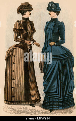 Godey's ladies fashions, 1880. Lithographie couleur Banque D'Images