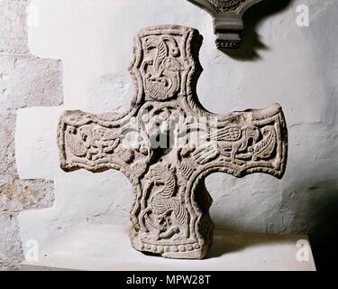 Les Anglo-saxons, chef de l'église St Michel, Cropthorne, Worcestershire, c2006. Artiste : James O Davies. Banque D'Images