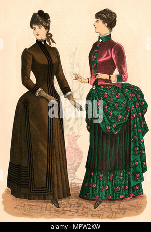 Godey's ladies fashions, 1880. Lithographie couleur Banque D'Images