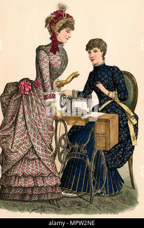 Godey's Ladies' Home Fashions, 1880. Lithographie couleur Banque D'Images