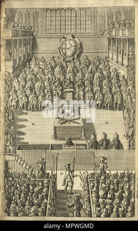 Haute Cour de Justice pour le procès du roi Charles Ier d'Angleterre le 4 janvier 1649, 1684. Banque D'Images