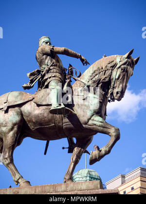 Statue d'Edward le Prince Noir à cheval dans la ville Leeds West Yorkshire Angleterre Banque D'Images