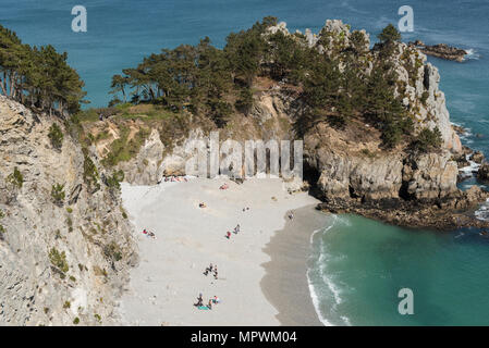 Plage de l'Ile Vierge, Pointe de Saint-Hernot, presqu'île de Crozon, Finistère, Bretagne, France. Banque D'Images