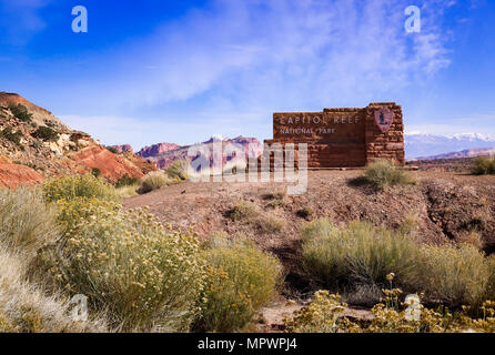 L'entrée ouest de Capital Reef National Park, en Utah. Banque D'Images