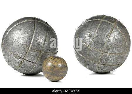 Boules de pétanque vintage isolé sur fond blanc Banque D'Images