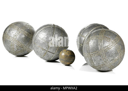 Boules de pétanque vintage isolé sur fond blanc Banque D'Images