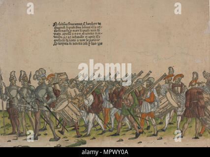 Procession cérémonielle à Bologne le 5 novembre 1529, à l'occasion du couronnement de Charles V par Po Banque D'Images