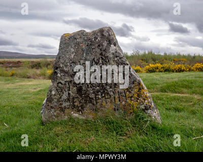 Clan Stewart d'Appin de stèles à Culloden Moor près d'Inverness, Highlands écossais, site de la bataille de Culloden, le 16 avril 1746. Banque D'Images