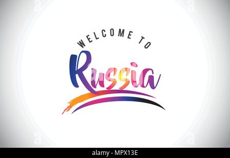 La Russie Bienvenue sur Message dans des couleurs modernes dynamique Violet Vector Illustration. Illustration de Vecteur