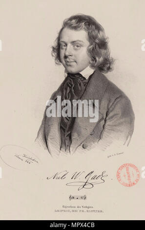 Portrait du compositeur Niels Wilhelm Gade (1817-1890), 1844. Banque D'Images