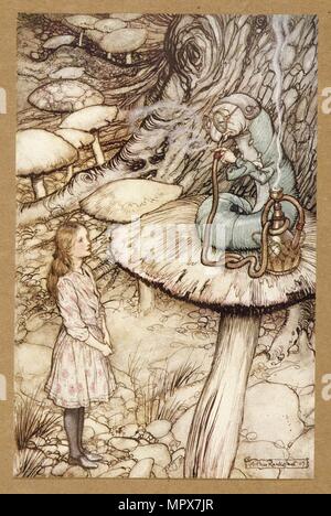 Les conseils d'une chenille, d'aventures d'Alice au Pays des merveilles, de Lewis Carroll, pub. 1907. Banque D'Images