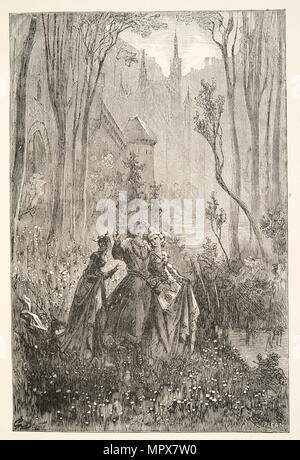 La Comtesse de la fontaine et ses demoiselles, à partir de récits de l'époque du Roi Arthur par Charles Hen Banque D'Images