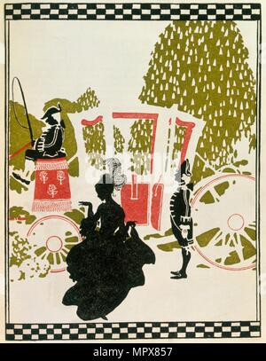 Cendrillon en laissant la balle de Cinderalla pub. Lithographie couleur (1919) Banque D'Images