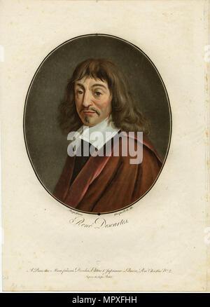 Portrait du philosophe René Descartes (1596-1650), 1794. Banque D'Images