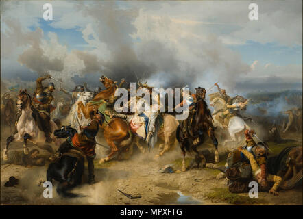 La mort du roi Gustave II Adolphe de Suède à la bataille de Lützen le 6 novembre 1632, 1855. Banque D'Images
