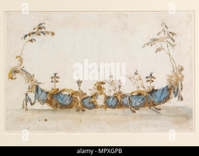 Conception pour un Bissona, avec deux gondoliers en chinois robe, ca 1766-1770. Banque D'Images