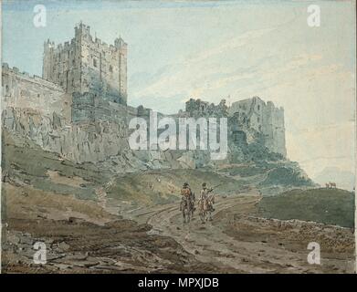 Château de Bamburgh (Bamborough), Northumberland, 1794. Artiste : Thomas Girtin. Banque D'Images