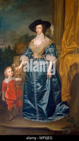 'Reine Henrietta Maria et le nain Sir Jeffrey Hudson', 17ème siècle. Artiste : Inconnu. Banque D'Images