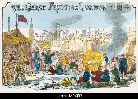 'Le grand gel, ou Londres en 1814", 1814 : Artiste inconnu. Banque D'Images
