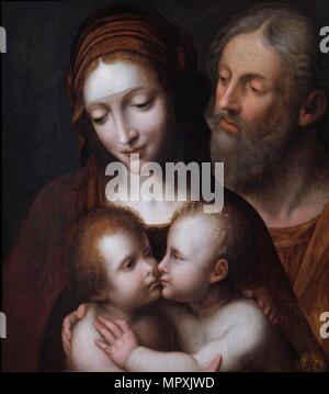 "La Sainte Famille avec l'enfant St Jean', 16ème siècle. Artiste : disciple de Bernardino Luini. Banque D'Images