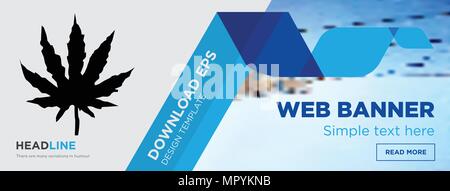 Concept de feuilles de marijuana page web Template design bannière horizontale sur fond abstrait avec télévision vectorielles moderne d'icône et de formes géométriques Illustration de Vecteur