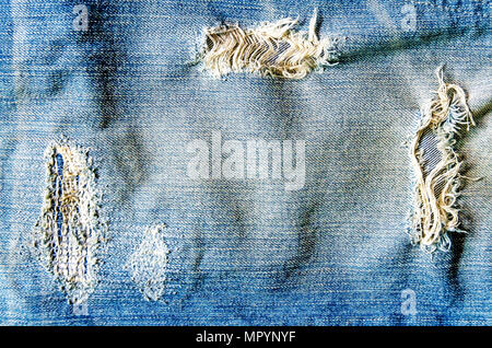 La texture de l'absence de jeans et jeans bleu sur plancher en bois, jeans, texture de jeans. Banque D'Images