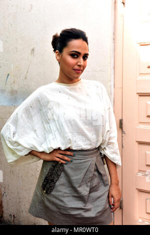 Mumbai, Inde. 24 mai, 2018. L'actrice du film indien Swara Bhaskar cassé lors de la promotion de film 'Veere Di' Mariage à Mehboob Studio, Bandra à Mumbai. Azhar Khan/Alamy Live News Crédit : Azhar Khan/Alamy Live News Banque D'Images