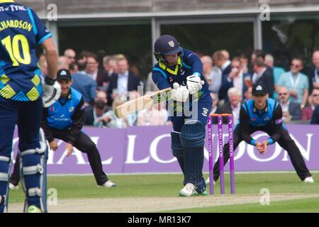 Gosforth, Angleterre, 25 mai 2018. Cameron au bâton en acier de Durham contre dans le Worcestershire Royal London One Day Cup à Roseworth Terrasse. Crédit : Colin Edwards/Alamy Live News. Banque D'Images