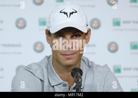 Roland Garros 2018, le 25 mai, Journée des médias, conférence de presse, Rafael Nadal 644/cordon Banque D'Images