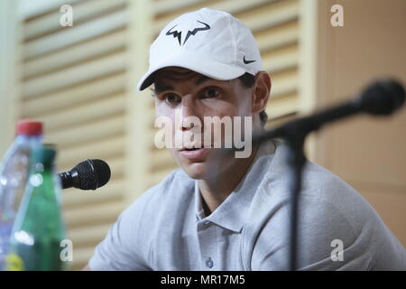 Roland Garros 2018, le 25 mai, Journée des médias, conférence de presse, Rafael Nadal 644/cordon Banque D'Images